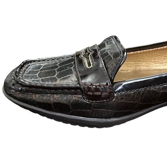 Circa Joan & David Luxe Finton Patent Leather Wedge Square Toe Shoes Loafer 10.5 - Picture 5 of 16